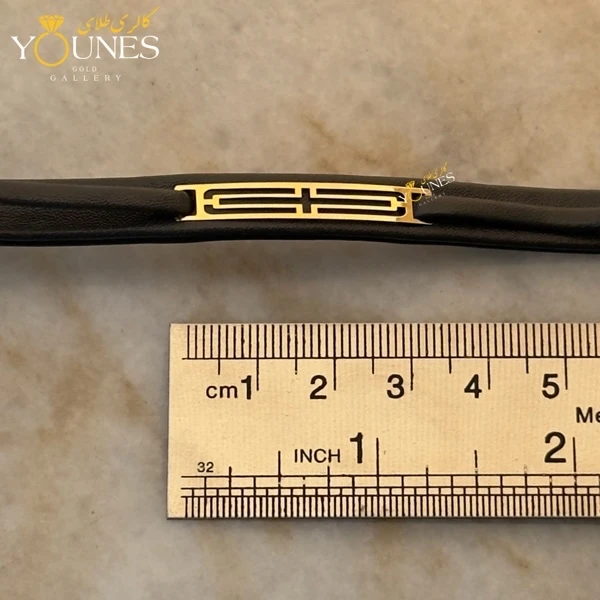 دستبند طلا زنانه چرمی مستطیل مینیمال L443